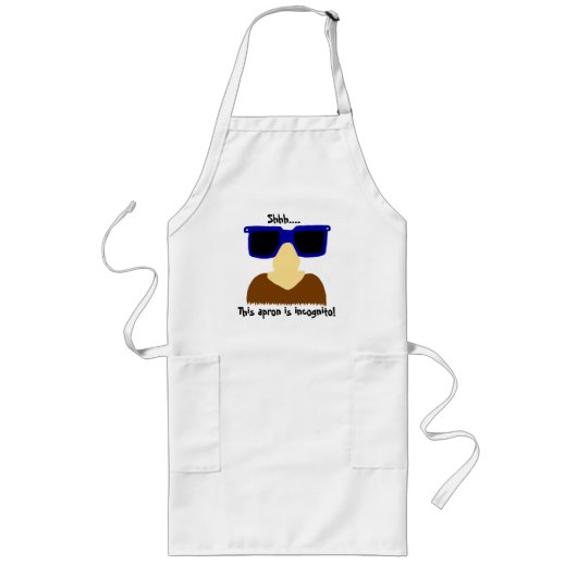 Incognito Mustache & Glasses Apron Lang Schort (Voorkant)