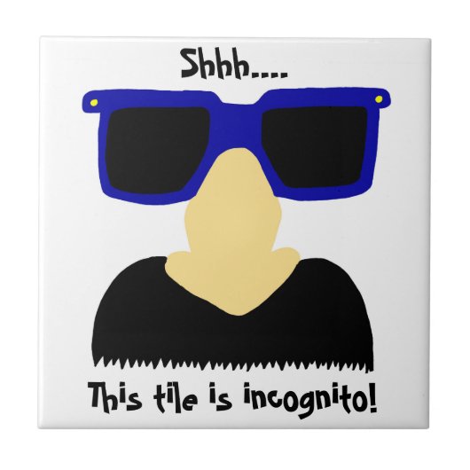 Incognito Mustache & Glasses Tile Tegeltje (Voorkant)