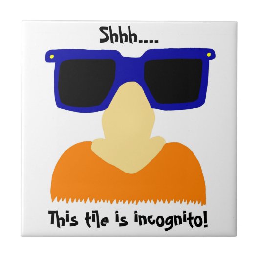 Incognito Mustache & Glasses Tile Tegeltje (Voorkant)