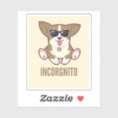 Incorgnito Funny Pug Dog Pet Pun Sticker (Vel)