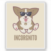 Incorgnito Funny Pug Dog Pet Pun Sticker (Voorkant)