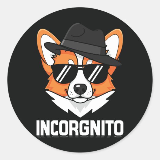 Incorgnito Stealthy Corgi in de kleuren Ronde Sticker (Voorkant)