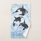 Incredible Black and White Watercolor Orcas Bad Handdoek (Handdoek)