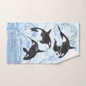 Incredible Black and White Watercolor Orcas Bad Handdoek (Handdoek)