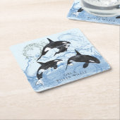 Incredible Black and White Watercolor Orcas Kartonnen Onderzetters (Schuin)