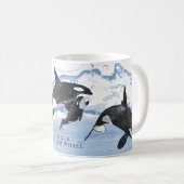 Incredible Black and White Watercolor Orcas Koffiemok (Voorkant rechts)