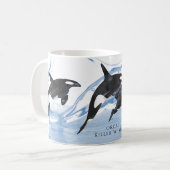 Incredible Black and White Watercolor Orcas Koffiemok (Voorkant links)