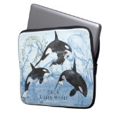 Incredible Black and White Watercolor Orcas Laptop Sleeve (Voorkant Links)