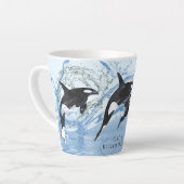 Incredible Black and White Watercolor Orcas Latte Mok (Linkerhoek)