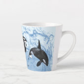 Incredible Black and White Watercolor Orcas Latte Mok (Rechts)
