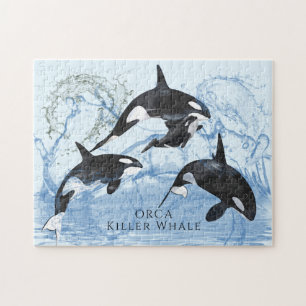 Incredible Black and White Watercolor Orcas Legpuzzel