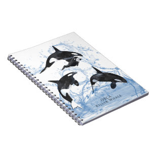Incredible Black and White Watercolor Orcas Notitieboek