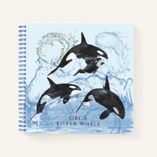 Incredible Black and White Watercolor Orcas Notitieboek (Voorkant)