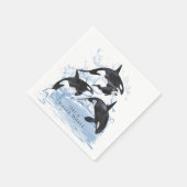 Incredible Black and White Watercolor Orcas Servet (Hoek)
