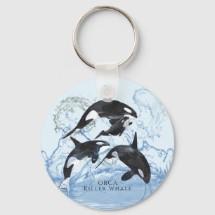 Incredible Black and White Watercolor Orcas Sleutelhanger