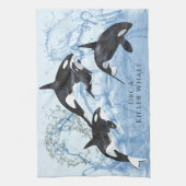 Incredible Black and White Watercolor Orcas Theedoek (Verticaal)