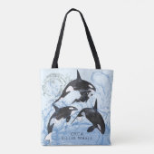 Incredible Black and White Watercolor Orcas Tote Bag (Achterkant)