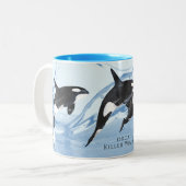 Incredible Black and White Watercolor Orcas Tweekleurige Koffiemok (Voorkant links)