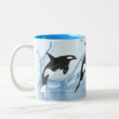 Incredible Black and White Watercolor Orcas Tweekleurige Koffiemok (Links)