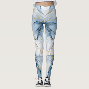 Incredible Color Print Light Blue Marble Leggings