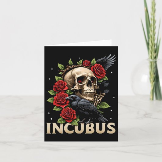 Incubus Crow Linker Schedel Bloem Halloween Kostuu Kaart (Voorkant)