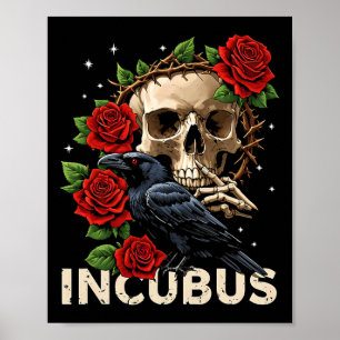 Incubus Crow Linker Schedel Bloem Halloween Kostuu Poster