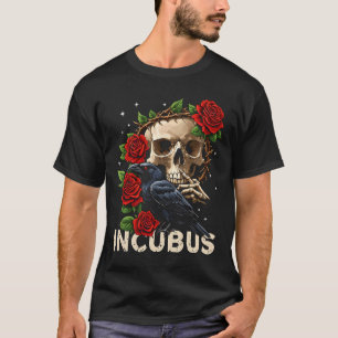 Incubus Crow Linker Schedel Bloem Halloween Kostuu T-shirt