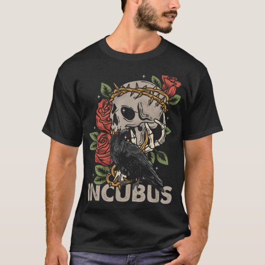 Incubus Crow links schedel ochtend en bloem Hallow T-shirt (Voorkant)