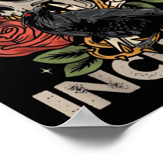 Incubus kraai linker schedel bloem Halloween kostu Poster (Hoek)