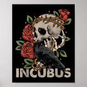 Incubus kraai linker schedel bloem Halloween kostu Poster (Voorkant)