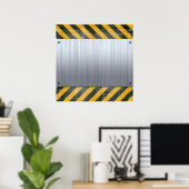 Indeling van geborstelde metalen gevarenconstructi poster (Thuiskantoor)