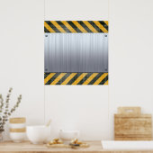 Indeling van geborstelde metalen gevarenconstructi poster (Keuken)