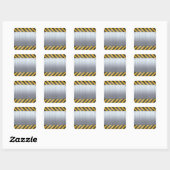 Indeling van geborstelde metalen gevarenconstructi vierkante sticker (Vel)