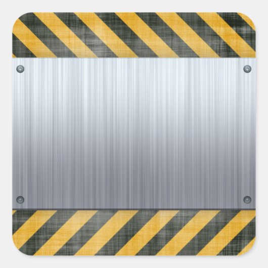 Indeling van geborstelde metalen gevarenconstructi vierkante sticker (Voorkant)