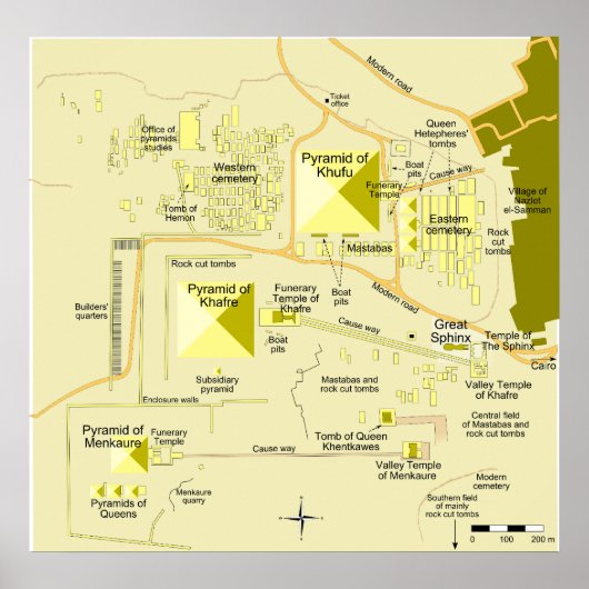 Indeling van het Giza-piramide-complex diagram Poster (Voorkant)