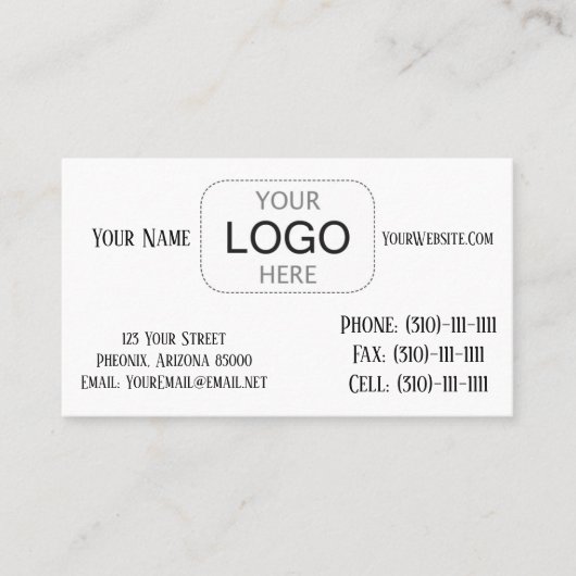 Indeling visitekaartje (Voorkant)