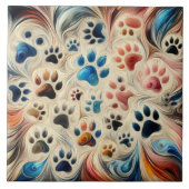 Indentations canine hondenpootafdruk met passie tegeltje (Voorkant)