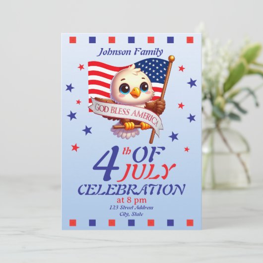 Independence Day 4th of July God Bless America🇺🇸 Kaart (Staand voorkant)