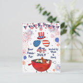 Independence Day American Flag Fireworks BBQ Party Uitnodiging Briefkaart (Staand voorkant)