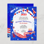 Independence Day Bash: Verjaardagsviering van Kind Kaart (Voorkant / Achterkant)