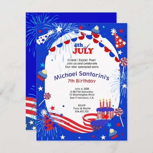 Independence Day Bash: Verjaardagsviering van Kind Kaart (Voorkant / Achterkant)