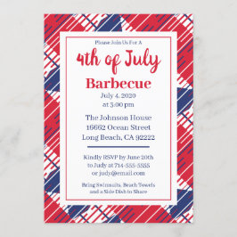 Independence Day BBQ Patriottische Kleuren Uitnodi Kaart