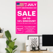 Independence Day Business Sale Roze Poster (Thuiskantoor)