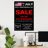 Independence Day Business Sale Zwart Poster (Thuiskantoor)