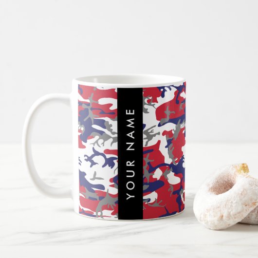 Independence day Camouflage Your name Personalize Koffiemok (Met donut)