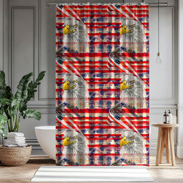 Independence Day Curtain Eagle & Flag Display Douchegordijn