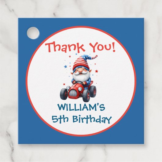 Independence Day Cute Gnome Birthday Bedankjes Labels (Voorkant)