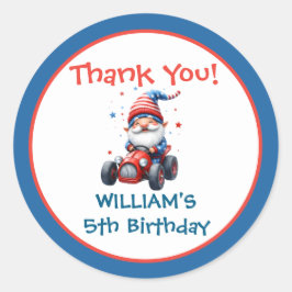 Independence Day Cute Gnome Birthday Ronde Sticker