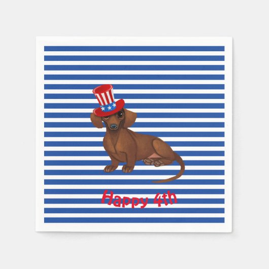 Independence Day Dachshund Paper Napkins Servet (Voorkant)