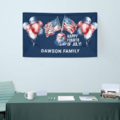 Independence Day Familienaam gepersonaliseerd Spandoek (Beurs)